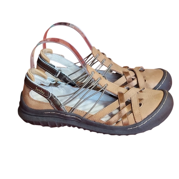 Jambu Tan and Brown Sandals with Strappy Design Slip On - Picture 6 of 16